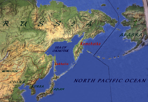 Kuril adalarıyla Japonya'ya bağlantısı görülen Kamçatka yarımadası ile Japonya arasına rahatça bir Türkiye haritası sığmakta, fazlalık ta kalmaktadır.